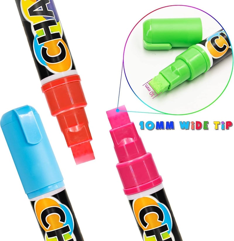 SMOOTHERPRO Chalk Marker, 10mm Liquid Chalk Markers, 3-in-1 Nib Washable Window markers for Glass Mirror, 8 Colors Erasable Chalkboard Markers for Blackboard - Image 4